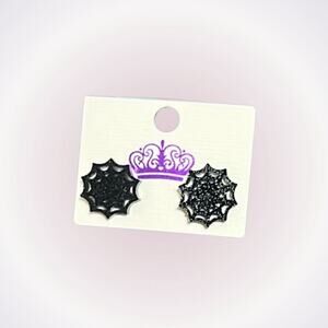 Halloween Black Glitter Spider Web Earrings | Sz OS, NWOT